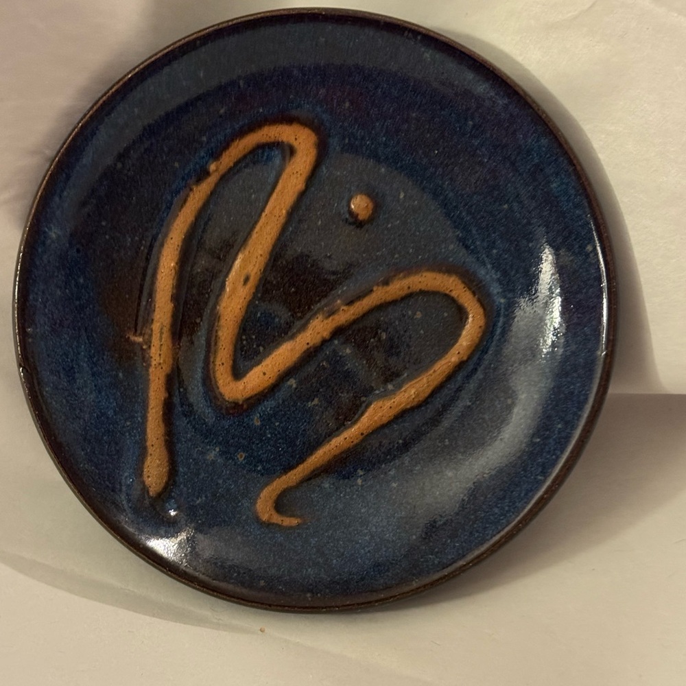 Artistic Pottery Bowl Handmade Blue and Brown